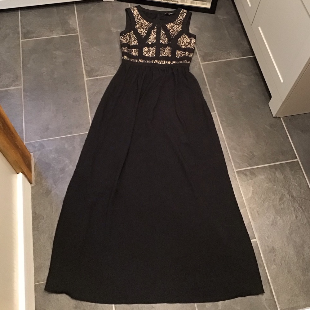 Gianni Bini Avery Lace Evening Dress Formal Sleeveless Maxi Long Black Gown SZ 4 - Picture 10 of 13